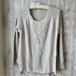 Mossimo Crochet Lace Detail Long Sleeve Sweater Size XXL